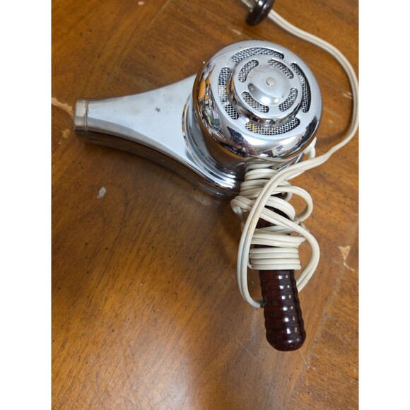 Handy Hannah Hair Dryer Chrome VTG 1950’s Wooden Handle 215 Watts Tested - Picture 4 of 6